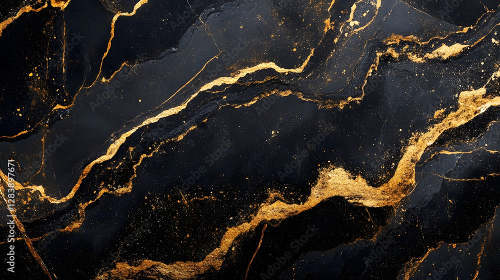 Poster Exquisite natural marble surface with mesmerizing golden brown veins and intricate patterns creating a luxurious high end and sophisticated visual backdrop for various design applications
