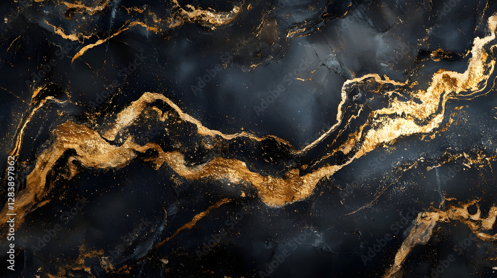 Aufkleber exquisitely detailed abstract background featuring an intricate blend of black gold and marble textu