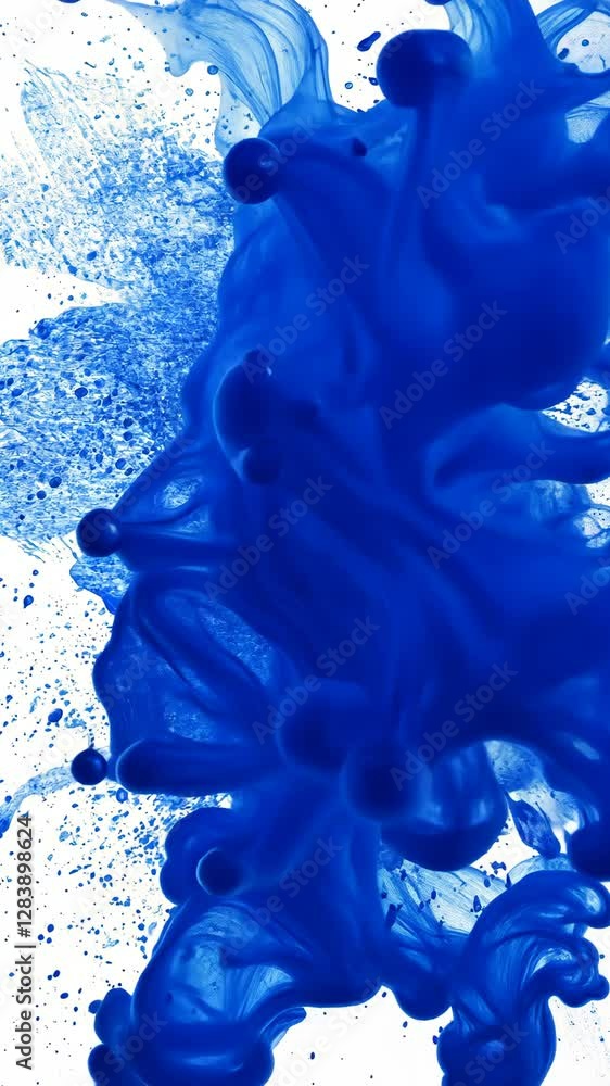 Poster vibrant blue ink swirling through water creates a mesmerizing visual effect with abstract patterns a