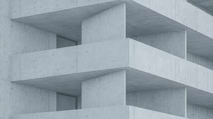 Fototapeta premium Modern concrete building balconies, geometric design, urban architecture, city background