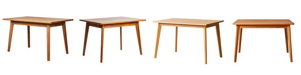 Fototapeta premium Assortment of minimalist modern wooden tables in various sizes shapes and designs suitable for living rooms dining areas home offices and other residential spaces These simple