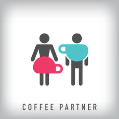 Man woman coffee icon design. Unique cafe and shop logo design. Simple business design.