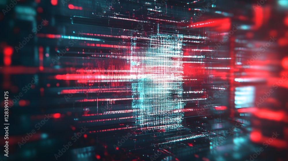 Poster Futuristic Digital Landscape of Neon Lights Abstract Patterns and Flowing Energy A captivating digital art backdrop showcasing the dynamic and interconnected nature of technology data