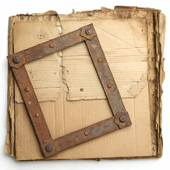 
old torn element frame d cardboard sheet