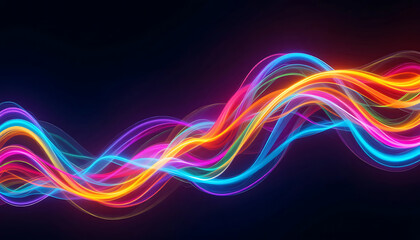 Abstract Energetic Multicolored Wavy Lines Against A Dark Background. colorful wave line  background. wallpaper. backdrop.
