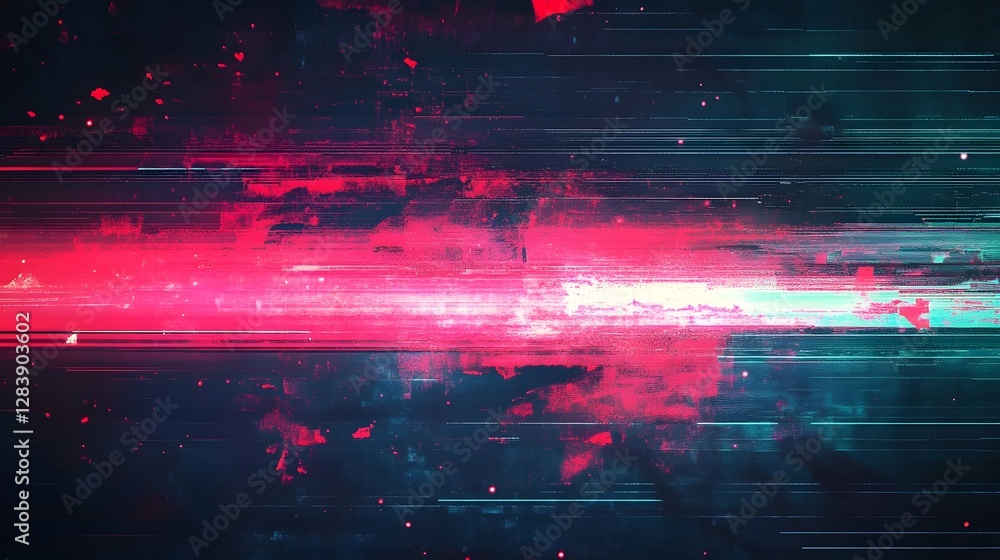 Poster futuristic fiery digital energy waves and particles bursting with luminous cosmic energy in a dynami