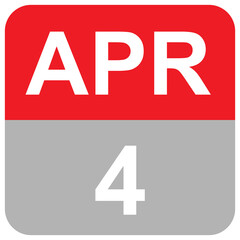 Calender daily date of the month of April - April 4