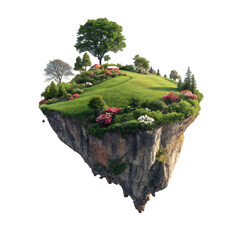 3d illustration of flying paradise rock floating