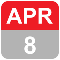 April 8 - colorful date of the month Vector