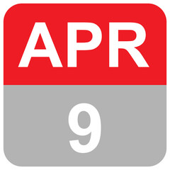 April 9 - colorful date of the month Vector