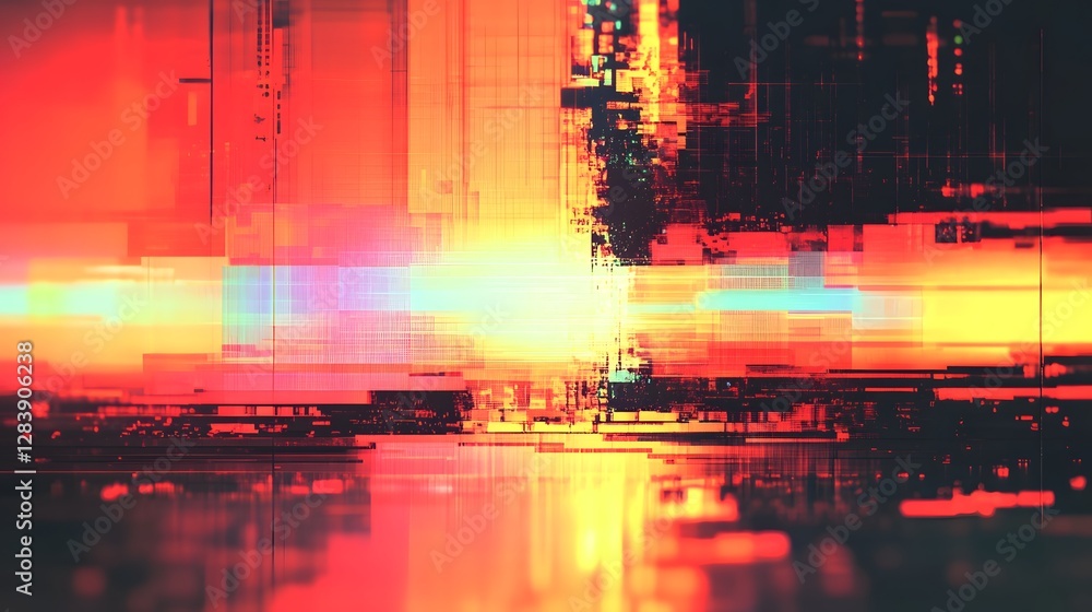 Leinwandbilder futuristic sci fi digital art with a glitch inspired distortion effect featuring vibrant colors dyna