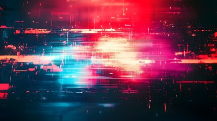 Fototapeta premium Futuristic vibrant glitch abstract digital energy explosion background with neon lights electric signals and sci fi visuals Dynamic colorful and technologically advanced energy display