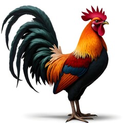 Fototapeta premium Colorful Rooster Portrait, Vibrant Farm Animal Image