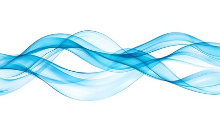 Ethereal Flowing Waves of Blue Color on a White Background, Creating a Sense of Calm and Serenity in Design