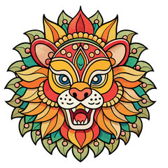 Obraz premium Vibrant Decorative Lion mandala Design for Decorative Use
