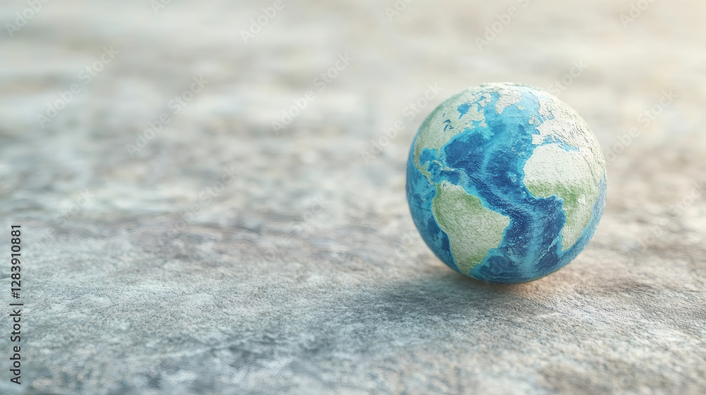 Poster miniature earth globe resting on cracked surface representing global warming and climate change issu