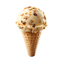 Vegan Date Caramel Ice Cream Scoop Isolated on Transparent Background