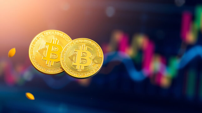 Golden Bitcoin and Cryptocurrency Digital Finance Concept – Modern Blockchain Technology and Virtual Currency