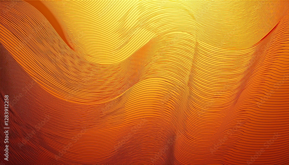 Poster abstract halftone background of small dots and wavy lines in orange colors. generated image