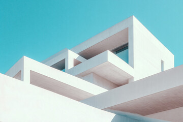 Obraz premium Minimalist White Architecture Against Blue Sky