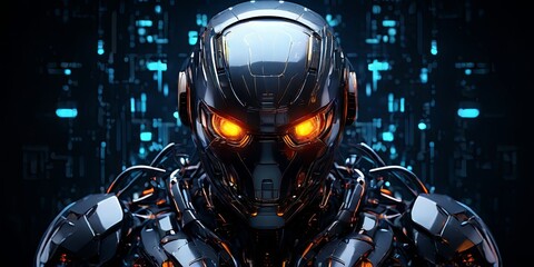 Fototapeta premium A robot with a face and a helmet