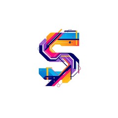 Abstract Technological Number Five with Vibrant Futuristic Design and Geometric Aesthetics