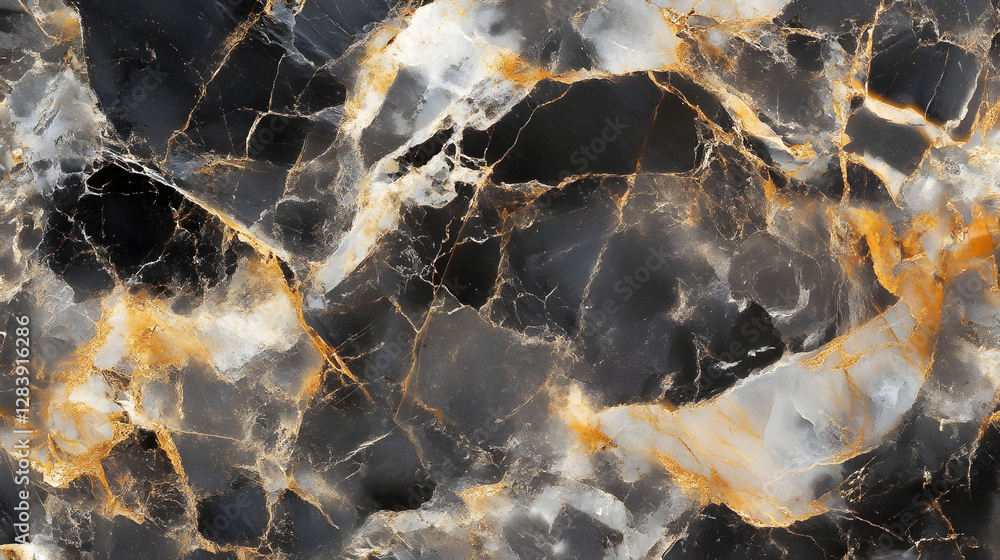 Aufkleber Intricately patterned marble texture with a mix of warm golden and dark hues creating a luxurious and visually striking background or design element for various applications such as interior