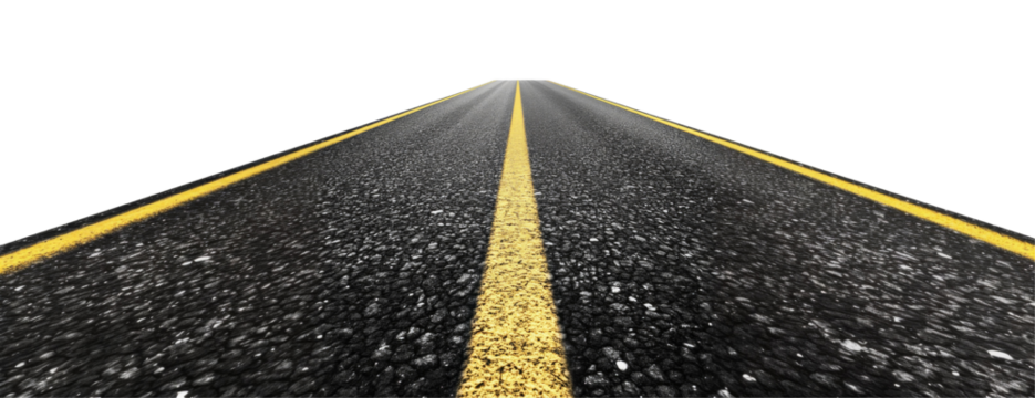 Highway perspective image with transparent background png format clear white environment road concept
