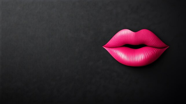 Close-up of Pink Lips Against Dark Background: A Vibrant Digital Illustration AI Generated