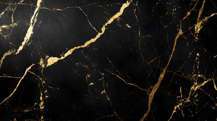 Luxurious abstract background with dramatic black and gold marble texture featuring intricate veins cracks and fractures  This premium
