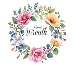 Midsummer Wild field Wreath Watercolor Wildflower clipart, Delicate flower frame	