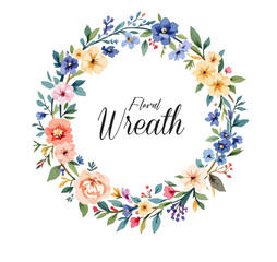 Midsummer Wild field Wreath Watercolor Wildflower clipart, Delicate flower frame	