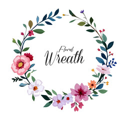 Midsummer Wild field Wreath Watercolor Wildflower clipart, Delicate flower frame	