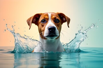 Playful Dog Splashing in Water - Adorable Puppy Swimming