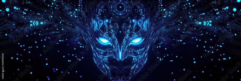 Leinwandbilder futuristic human silhouette with glowing circuit board patterns representing advanced ai technology.