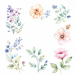 Obraz premium Abstract Flowers Clipart, Dried Flowers, Printable Watercolor clipart 