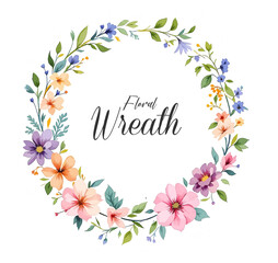Watercolor Floral Wreath, Wreath Clipart Watercolor