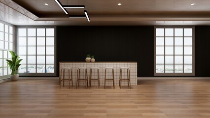 cafe bar or coffee shop with the blank wall for logo mockup