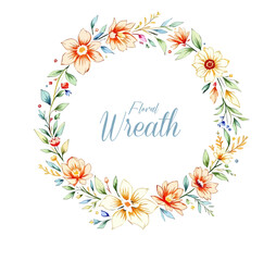 Watercolor Floral Wreath, Wreath Clipart Watercolor