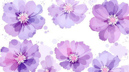 Seamless pattern with pink flowers painted in watercolor style on a white background, elegant floral design	