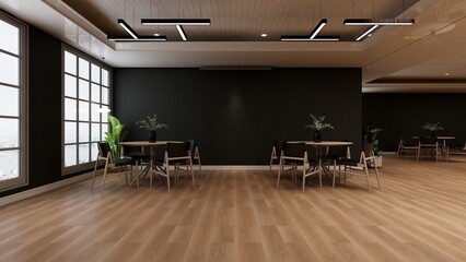 classic restaurant 3d design interior for wall mockup