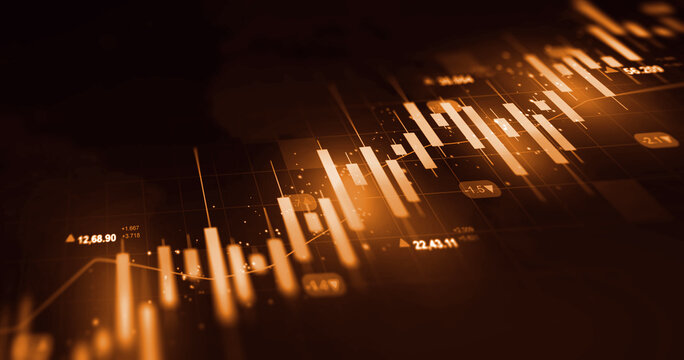Gold candlestick with stock market investment trading graph growth.Trade business analytics graph and financial chart.Finance chart,stock market business and exchange financial growth graph.