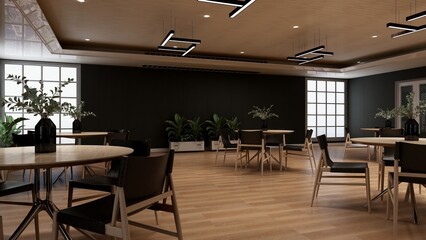 classic restaurant 3d design interior for wall mockup