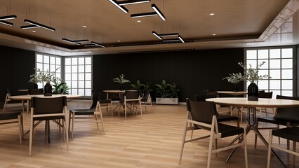 classic restaurant 3d design interior for wall mockup