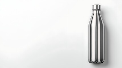 Sleek Stainless Steel Water Bottle on a Light Background Evoking Modern Aesthetic and Eco-Friendly Lifestyle
