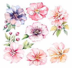 Abstract Flowers Clipart, Dried Flowers, Printable Watercolor clipart	