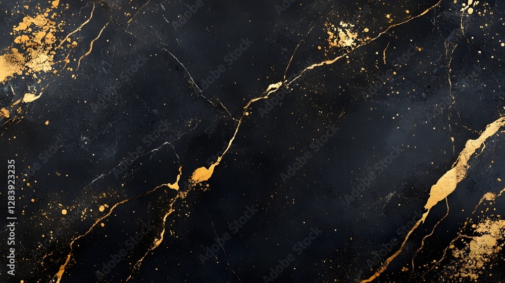 Poster Luxurious Black and Gold Marble Textured Background with Dynamic Splatter and Gradient Effects  High end elegant and sophisticated design pattern perfect for premium branding fashion
