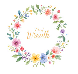 Watercolor Floral Wreath, Wreath Clipart Watercolor, Pastel Pink Flowers Wedding Clipart Wild Floral Clipart	