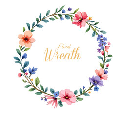 Watercolor Floral Wreath, Wreath Clipart Watercolor, Pastel Pink Flowers Wedding Clipart Wild Floral Clipart	