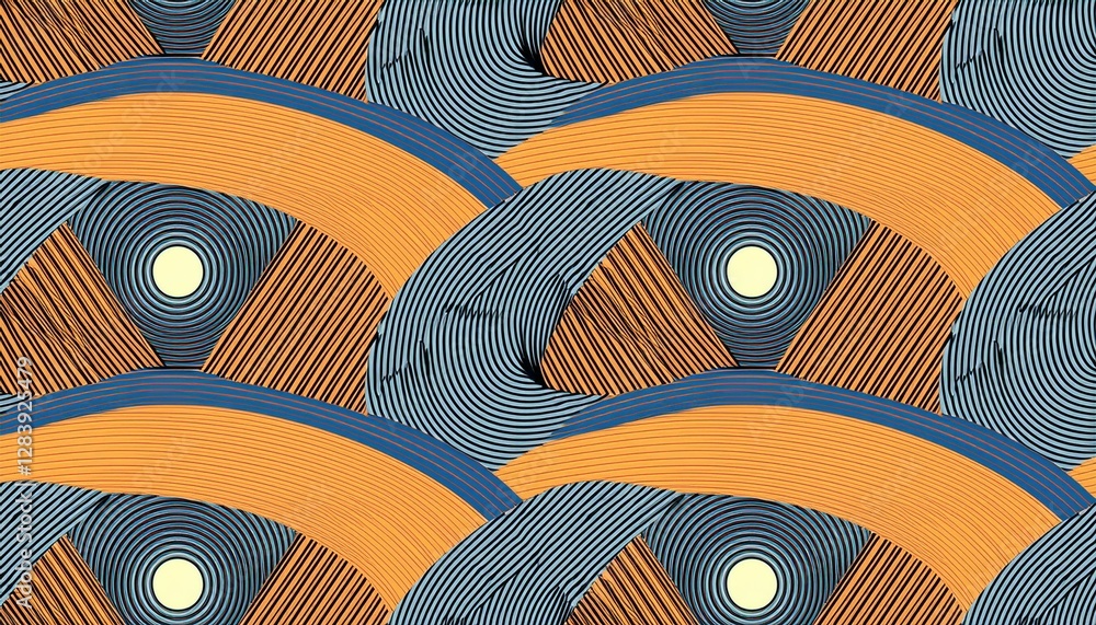 Poster vector seamless pattern with bold striped circles. stylish geometric texture. generated image
